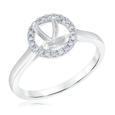 1/10ctw Round Diamond Halo 14k White Gold Engagement Ring Setting 1