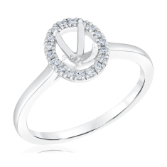 1/10ctw Oval Diamond Halo 14k White Gold Engagement Ring Setting 1