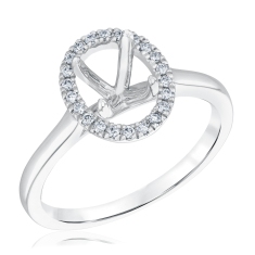 1/8ctw Oval Diamond Halo 14k White Gold Engagement Ring Setting 1