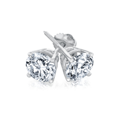 4ctw Round Lab Grown Diamond Solitaire 14k White Gold Stud Earrings 1
