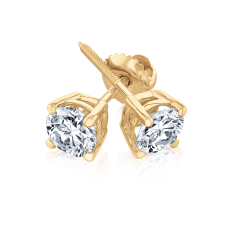 1 1/2ctw Round Lab Grown Diamond Solitaire 14k Yellow Gold Stud Earrings 1
