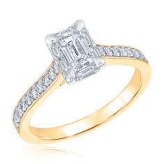 1ctw Emerald Diamond 14k Yellow Gold Engagement Ring 1