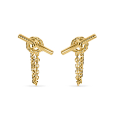 David Yurman DY Mercer Petite Toggle Chain Stud Earrings in 18K Yellow Gold, 38.2mm 1