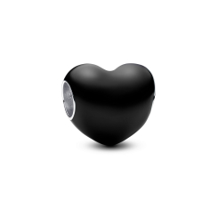Final Sale - Pandora Metallic Black Heart Charm 1
