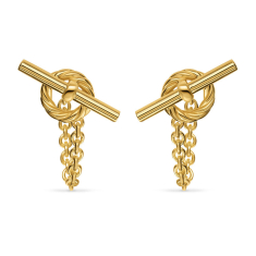 David Yurman DY Mercer Bold Toggle Chain Stud Earrings in 18K Yellow Gold, 50.4mm 1