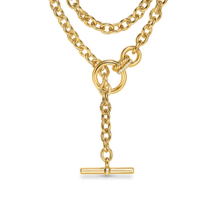 David Yurman DY Mercer Double Row Toggle Chain Necklace in 18K Yellow Gold with Diamonds, 8mm 1