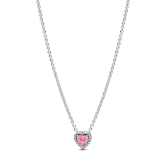 Pandora Pink Elevated Heart Necklace 1