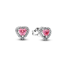 Pandora Elevated Pink Heart Stud Earrings 1