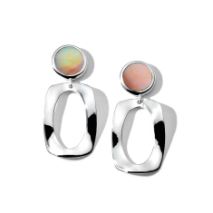 IPPOLITA Polished Rock Candy Small Dot and Frame Post Earrings in Brown Shell 1