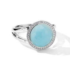 IPPOLITA Lollipop Mini Lollitini Blue Quartz 1/6ctw Diamond Sterling Silver Ring 1