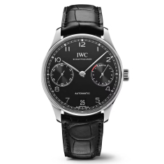 IWC Portugieser Automatic Black Dial Black Leather Strap Watch 42mm - IW500703 1