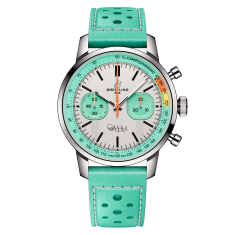Breitling Top Time B01 Fausto Coppi Limited Edition Turquoise Blue Leather Strap Watch 41mm - AB01768A1A1X1 1