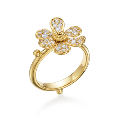 Temple St. Clair 18k Yellow Gold Diamond Snow Flower Ring - Size 6.5 1