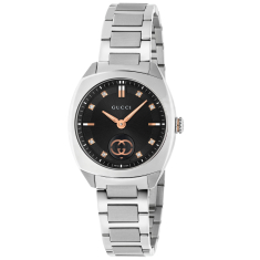 Gucci Interlocking Black Diamond Dial Stainless Steel Watch 29mm - YA142513 1