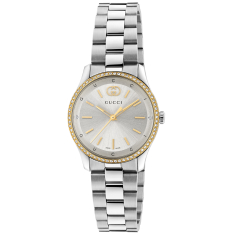 Gucci G-Timeless Diamond Bezel Silver Dial Stainless Steel Watch 29mm - YA1265072 1
