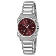 Gucci G-Flat Burgundy Galvanized Dial Stainless Steel Watch 30mm - YA166509 1