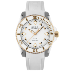 Gucci Dive White Dial White Rubber Strap Watch 36mm - YA136407 1