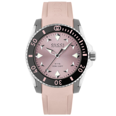 Gucci Dive Pink Dial Pink Rubber Strap Watch 36mm - YA136408 1