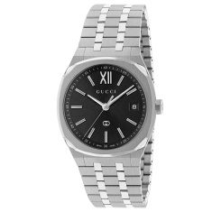 Gucci 25H Interlocking G Black Dial Stainless Steel Watch 36mm - YA163438 1