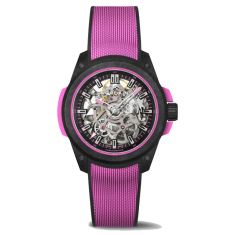 NORQAIN Wild One Black Skeleton Dial Hyper Pink Carbon Fiber Strap Watch 39mm - NNQ3001QBPI1AS/PRUB.18BQ   1