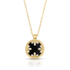 Roberto Coin Colored Medallions Black Jade and Diamond 18k Yellow Gold Pendant Necklace 1