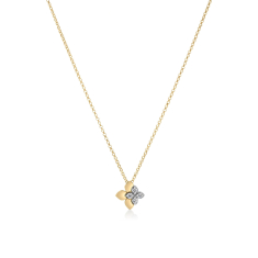 Roberto Coin Love in Verona 1/10ctw Diamond 18k Yellow Gold Flower Pendant Necklace 1