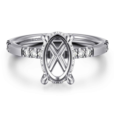 Gabriel & Co. Leandra 1/3ctw Diamond Oval Hidden Halo 14k White Gold Engagement Ring Setting 1