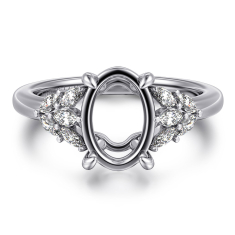 Gabriel & Co. Cami 1/3ctw Diamond Oval 14k White Gold Engagement Ring Setting 1