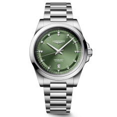 Longines Conquest Green Diamond Accented Dial Stainless Steel Bracelet Watch 41mm - L38304076 1