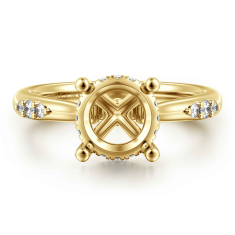 Gabriel & Co. Carroline 1/6ctw Diamond Hidden Halo Round Shape 14k Yellow Gold Engagement Ring Setting 1