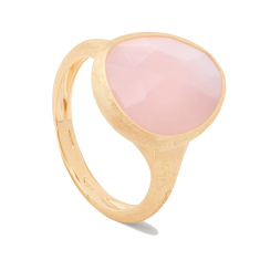 Marco Bicego Lunaria 18k Yellow Gold Ring with Pink Opal - Size 7 1