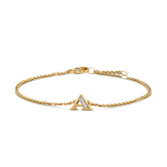 David Yurman Petite Pave Initial Chain Bracelet in 18K Yellow Gold with Diamond A 1