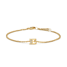 David Yurman Petite Pave Initial Chain Bracelet in 18K Yellow Gold with Diamond E 1