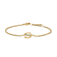 David Yurman Petite Pave Initial Chain Bracelet in 18K Yellow Gold with Diamond S 1