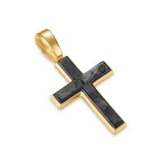 Men's David Yurman Cross Amulet in 18K Yellow Gold with Forged Carbon, 24mm 1