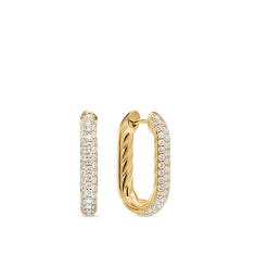 David Yurman DY Madison Smooth Hoop Earrings in 18K Yellow Gold with Diamonds, 24.3mm 1