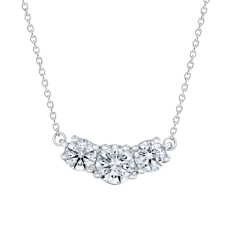 1ctw Lab Grown Diamond Three-Stone 14k White Gold Necklace 1