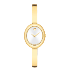 Movado Museum Bangle Silver-Tone Dial Gold-Tone Stainless Steel Bracelet Watch 25mm - 0608072  1