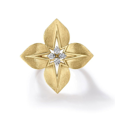 Roberto Coin Princess 1/6ctw Diamond 18k Yellow Gold Large Star Ring - Size 6.5 1