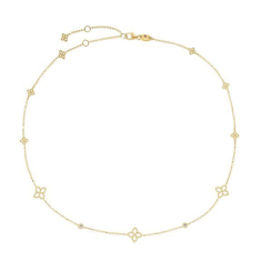 Roberto Coin Principessa 1/20ctw Diamond Accent Small and Large Flower Station 18k Yellow Gold Necklace 1