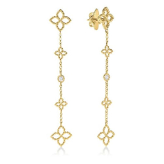 Roberto Coin Principessa 1/20ctw Diamond and 18k Yellow Gold Flower Station Dangle Earrings 1