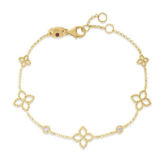 Roberto Coin Principessa 1/20ctw Diamond Accent Small and Large Flower Station 18k Yellow Gold Bracelet 1