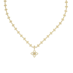 Roberto Coin Principessa 1/20ctw Diamond Flower Pendant and Flower Chain 18k Yellow Gold Necklace 1