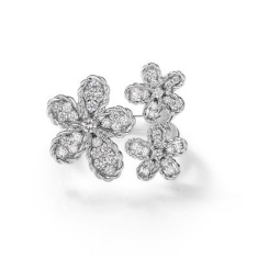 Roberto Coin Jasmine 5/8ctw Diamond Pave 18k White Gold Multi-Flower Ring - Size 6.5 1