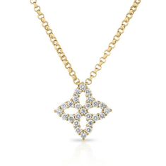 Roberto Coin Venetian Princess 1/6ctw Diamond Flower 18k Yellow Gold Pendant Necklace 1
