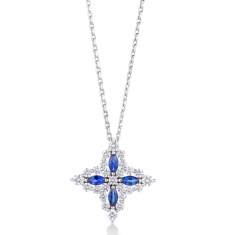 Roberto Coin Princess Blue Sapphire and Diamond 18k White Gold Pendant Necklace 1