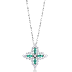 Roberto Coin Princess Emerald and Diamond 18k White Gold Pendant Necklace 1