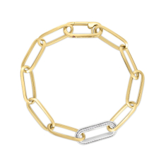 Roberto Coin Designer Gold 1/4ctw Diamond 18k Two-Tone Paperclip Link Bracelet 1