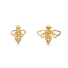 Temple St. Clair 18k Yellow Gold Diamond Busy Bee Earrings 1