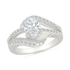 Oval Created White Sapphire Sterling Silver Bypass Ring 1